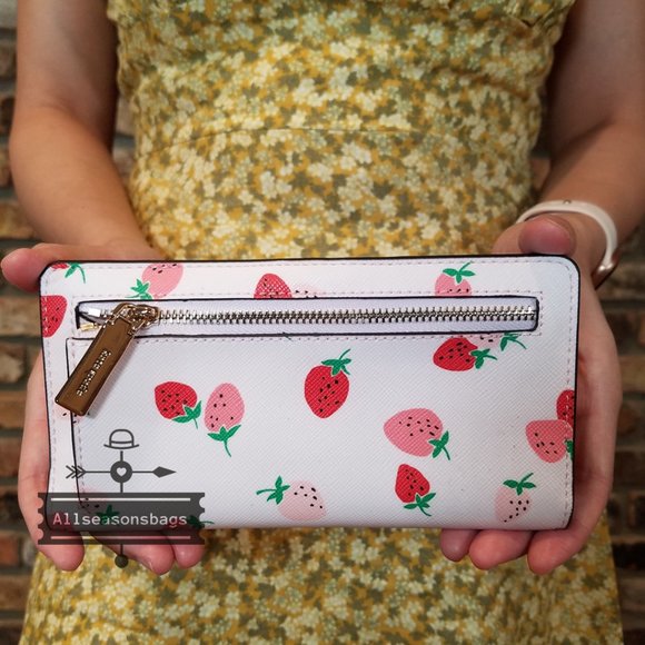 Kate Spade LARGE Strawberry Bifold Wallet Pink - Picture 6 of 8